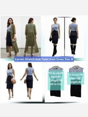 Carven Two-Tone Twist Knit Pencil Skirt - Blue and Navy